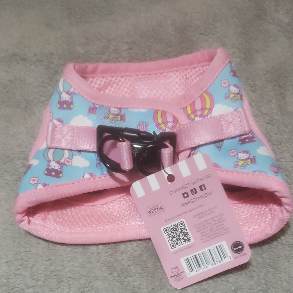 Cute Pink and Blue Cat Harness with Balloon Print